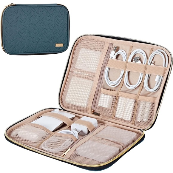 NISHEL Quilted Tech Organizer Case – Lake Blue - Picture 1 of 12